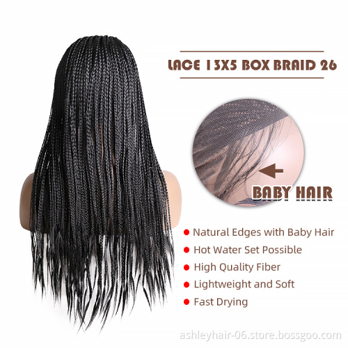Julianna Fashionable 13*5 Kanekalon Synthetic Wholesale Ready To Buy Box Braid  Wig With Baby Hairs For Women